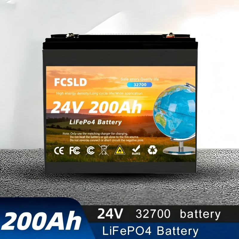 

LiFePO4 32700 24V 100Ah-200Ah Battery has built-in 200A rechargeable Ferrous Lithium Phosphate Solar Off-grid Battery.