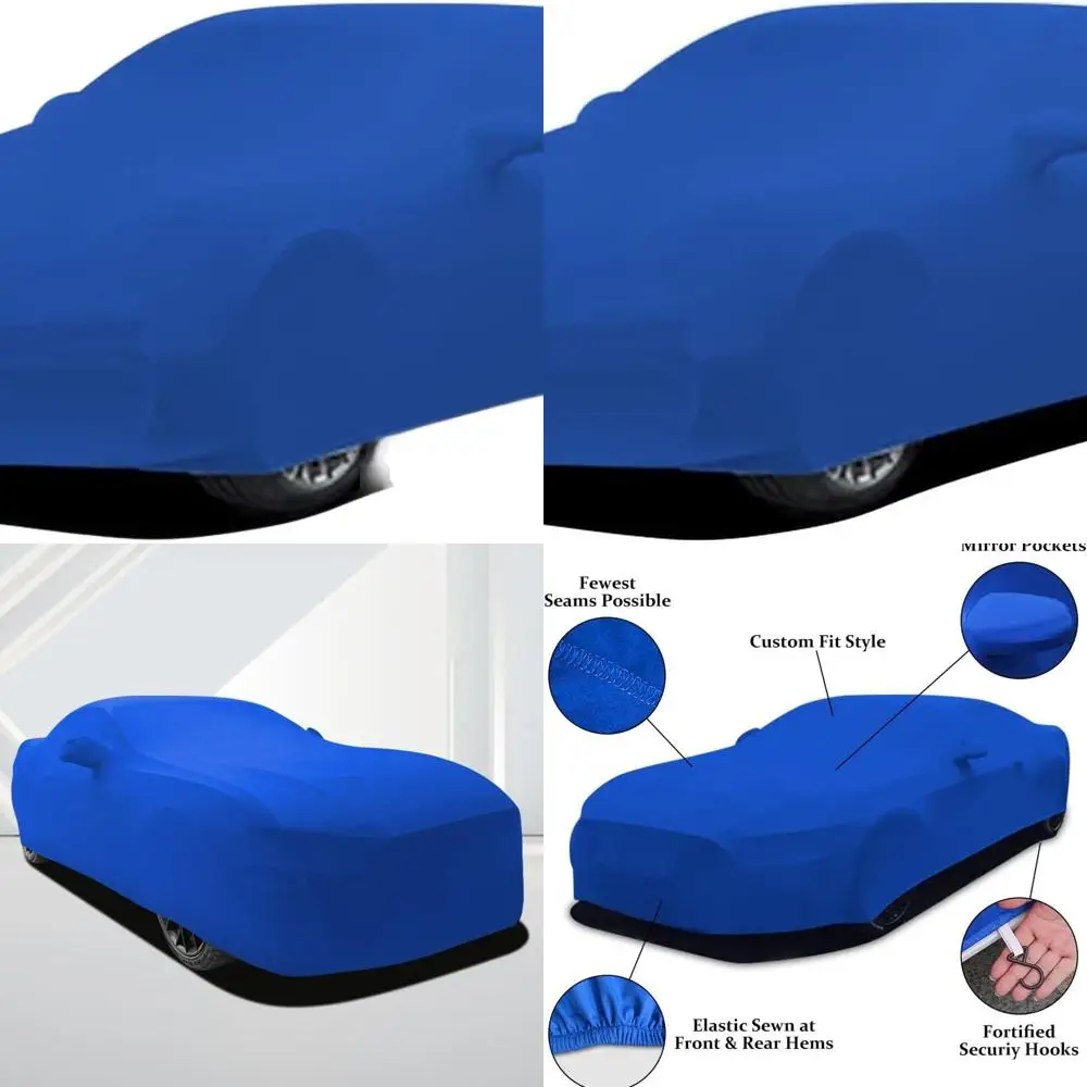 

Blue Full-Size Car Cover, 177-193 Inch Stretchable Dust Protection for Indoor Garages and Car Shows