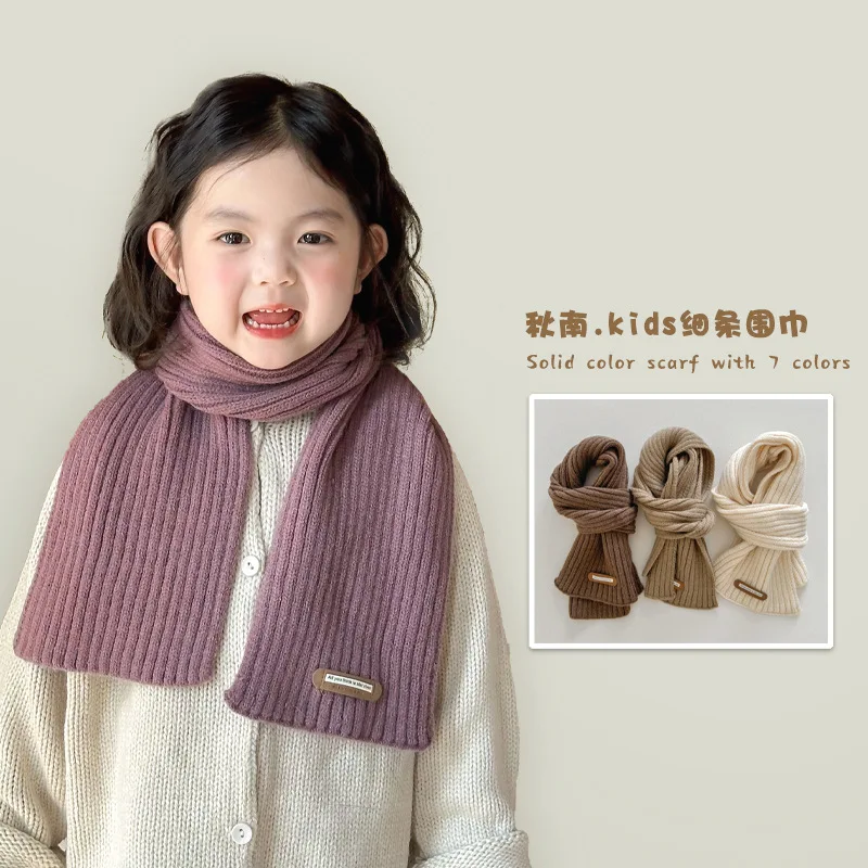 New Korean Children's Scarf Winter Fashion Knitting Ins Versatile Boys and Girls Wool Baby Scarf Wholesale