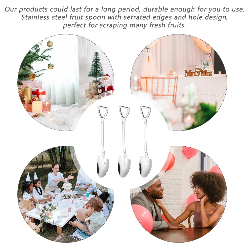 

3Pcs Stainless Steel Serrated Spoon Fruit Scraping Tool for Grapefruit Watermelon Peach Pear Mud Scoop Kitchen Gadgets