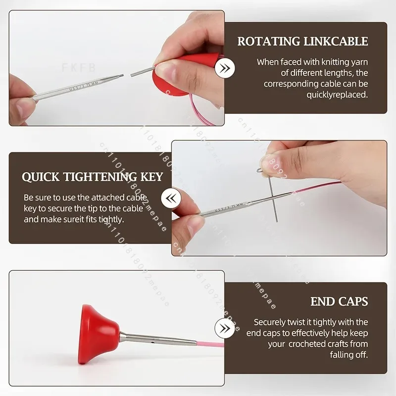 Knitting Tool, Hexagonal Water Drop Ring Needle Polygon Solid Stainless Steel Removable Ring Needle Set