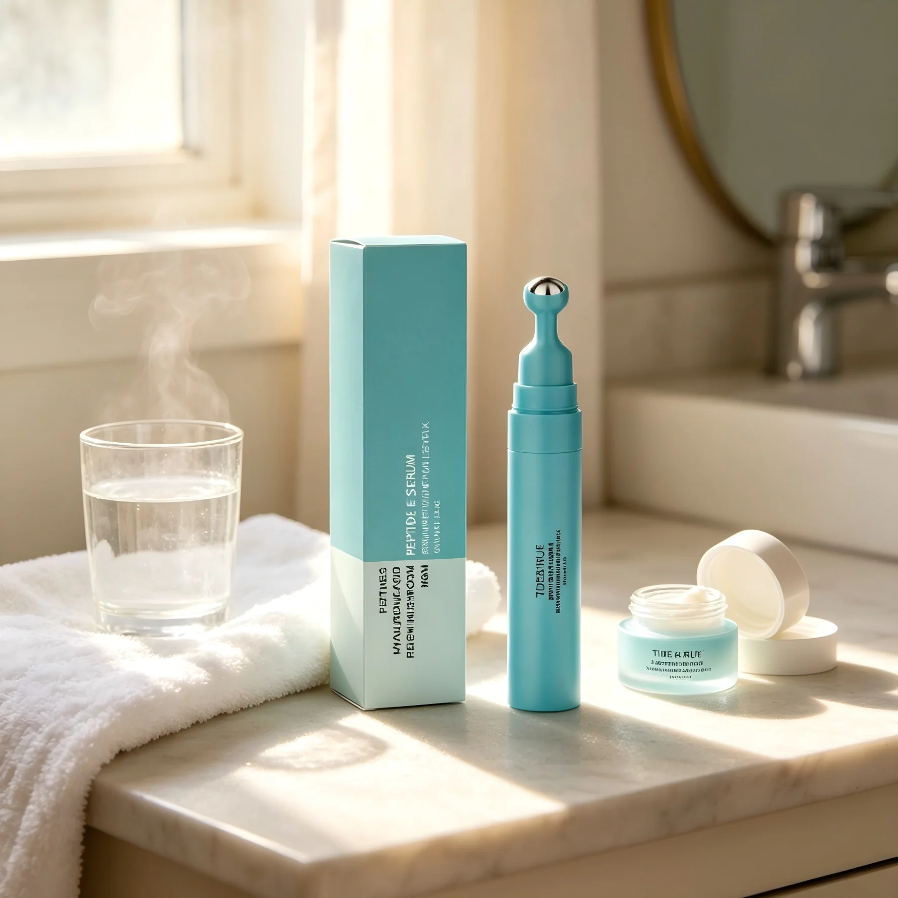 Peptide Eye Serum Wrinkle Remover Under Eye Puffiness Treatment Anti Dark Circles Removal Hyaluronic Acid Eye Roller Serum 15ml