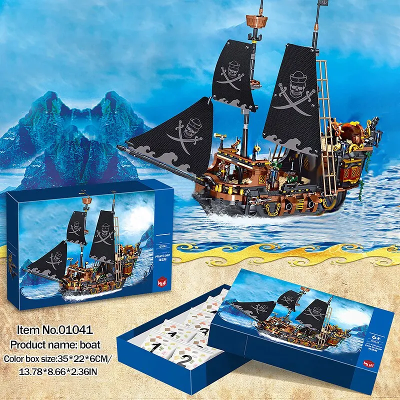 1328pcs/set Pirate Ship Building Blocks Sailing Storm Ship MOC Model Bricks Kits Creative Desktop ornaments kids Gift DIY Toys