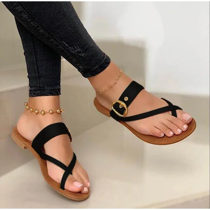 Fashion Slippers For Women Clip Toe Summer Buckle Sandals Casual Ladies Beach Shoes Woman Flip Flops Female 2024 Square Heels