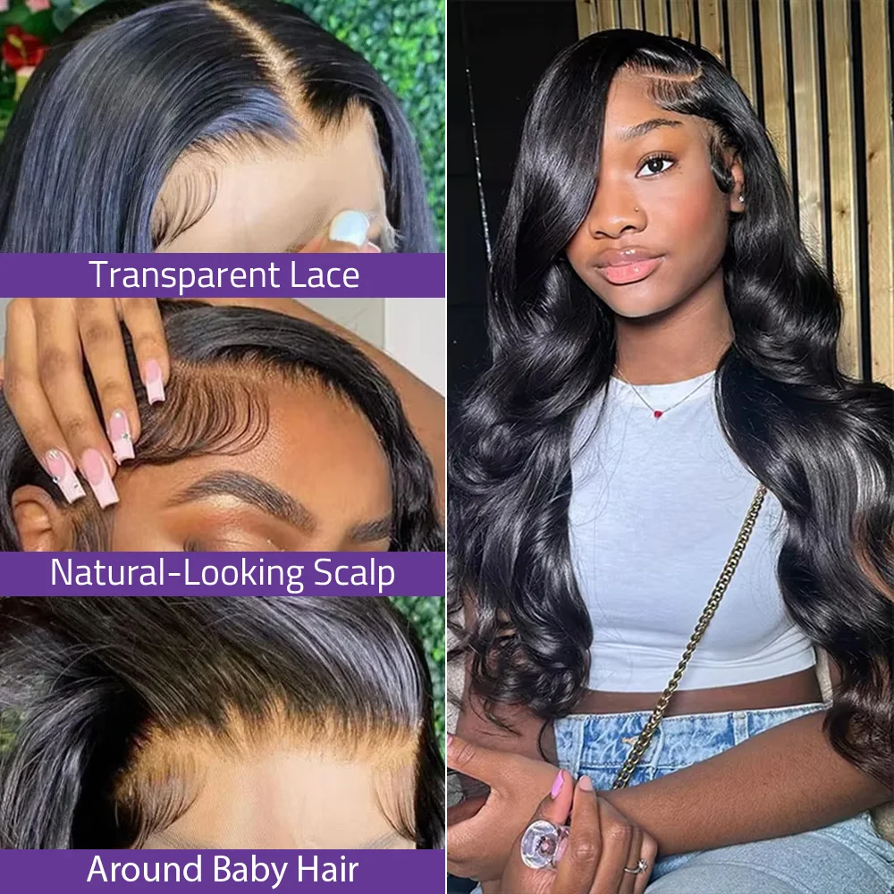 13x6 الجسم موجة HD الدانتيل الشفاف الباروكة الأمامية شعر الإنسان 18-38 بوصة 5x5 غلويليس 360 كامل الدانتيل الجبهة الباروكات للنساء السود
