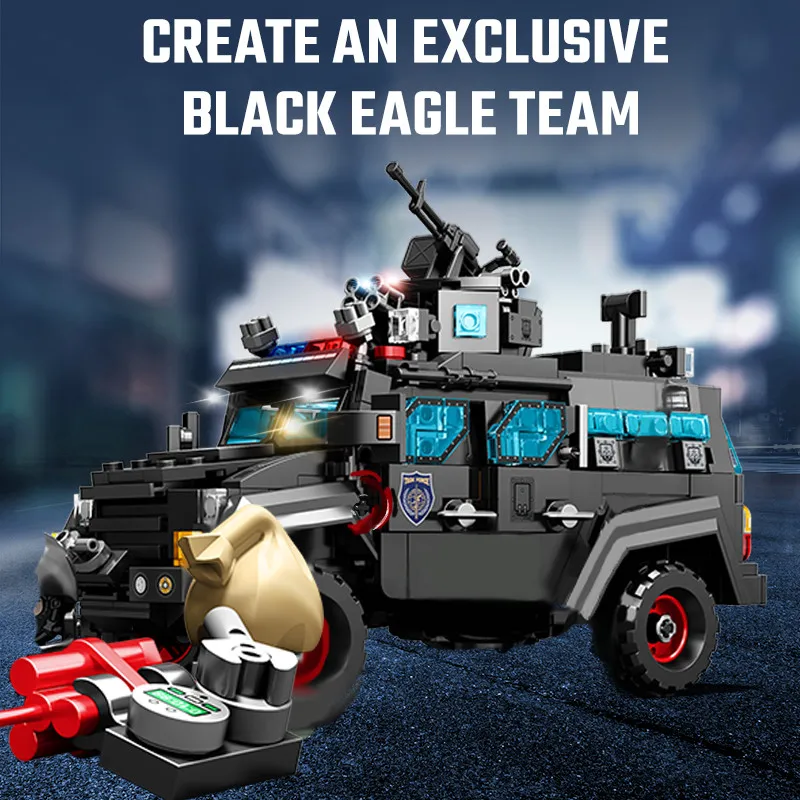 كتل بناء مركبة SEMBO مقاومة للانفجار ، سلسلة MOC العسكرية ، طوب طراز السيارة ، ألعاب أطفال للأولاد ، هدايا عيد الميلاد