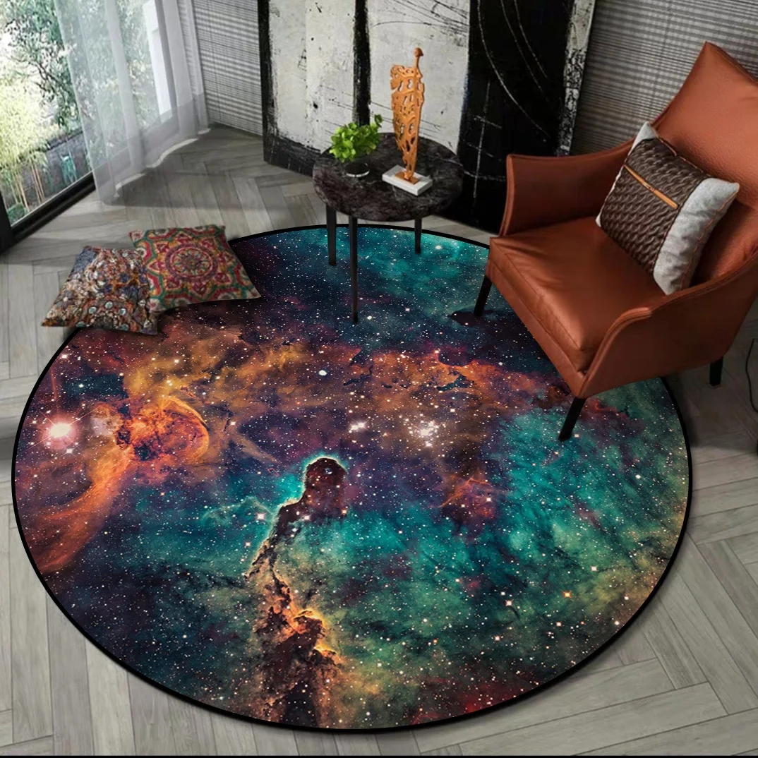 

Gorgeous Starry Sky 3D Round Carpets for Home Living Room Decor Bedroom Beside Sofa Chair Table Floor Mat Hall Non-Slip Area Rug