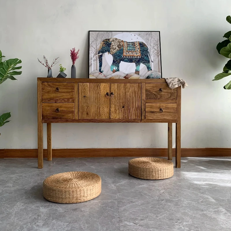 X-S Chinese Style Old Elm Entrance Cabinet Wall Porch Hallway Weathering Solid Wood Buddha Cabinet for Table Cabinet HG