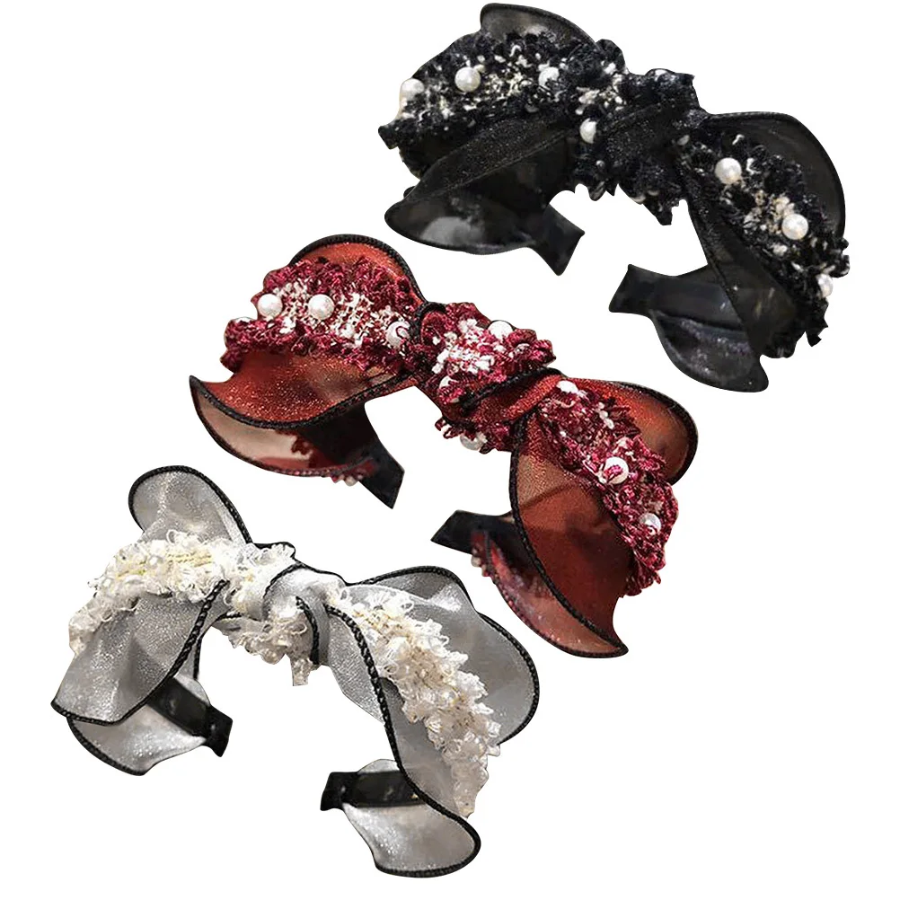 

3pcs Lace Headband Wide Side Hair Hoop Elegant Party Cosplay Headdress For Women Birthday Christmas Masquerade Portable