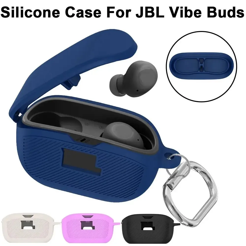 Soft Silicone Protective Case Anti-Scratch Shockproof Earphone Cover Solid Color Headphone Accessor Protector for JBL Vibe Buds