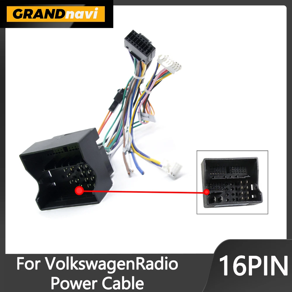 Grandnavi For VW Volkswagen 16PIN Android Car Radio MQB Power Cable Canbus Box Decoder Wiring Adapter