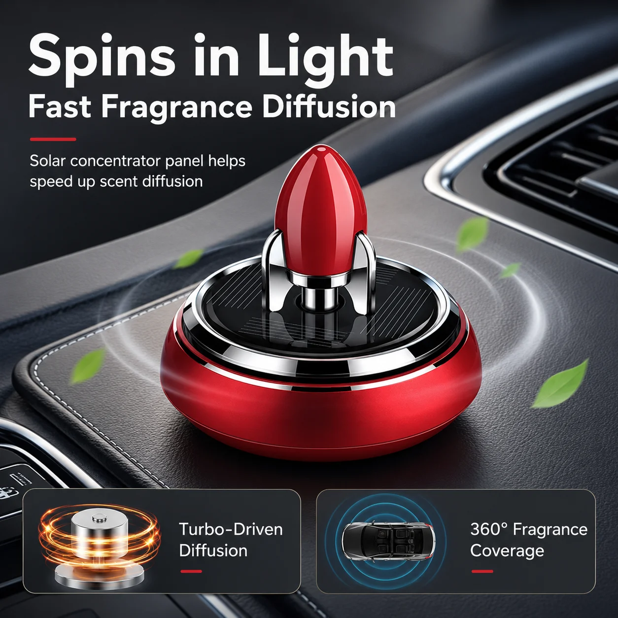 Solar-powered Rocket-themed Floating Center Console Car Air Freshener High-end and Long-lasting Fragrance Car Interior Accessory