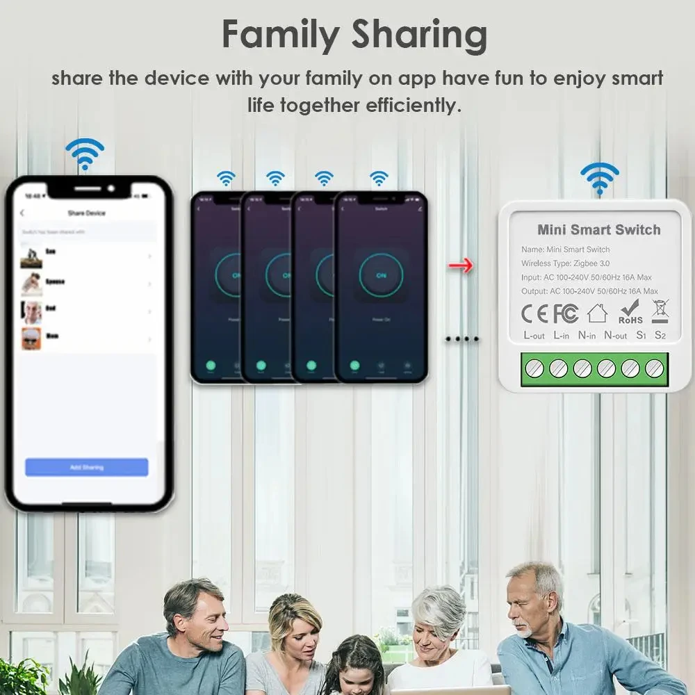 Tuya ZigBee/WiFi وحدة تبديل ذكية 16A/20A مراقبة الطاقة قواطع مرحل صغيرة أتمتة المنزل الذكي يعمل مع Alexa Google