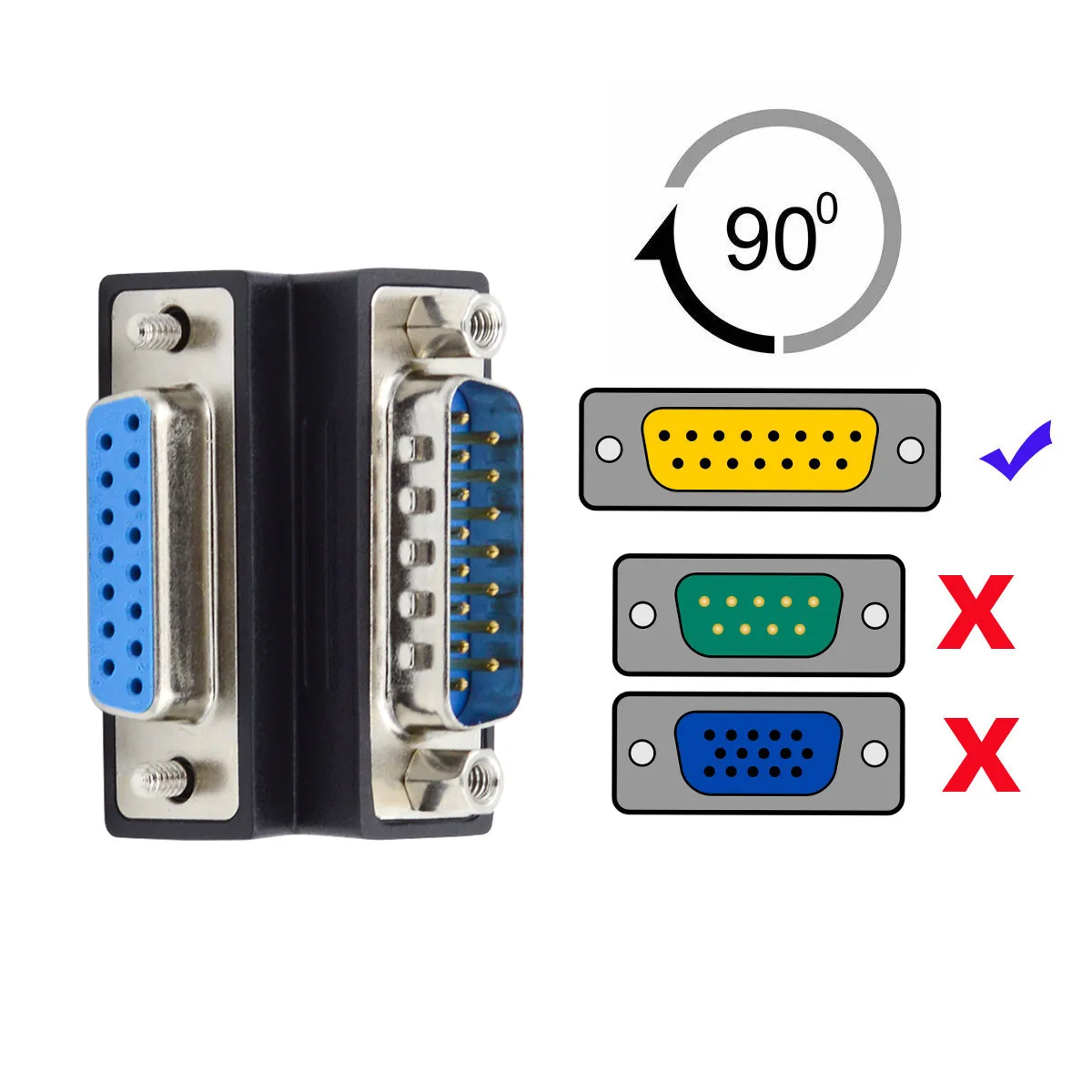 Chenyang DB Connector 15pin Male Nut to Female DSUB RS232 D-subminiature Screw Extension Adapter