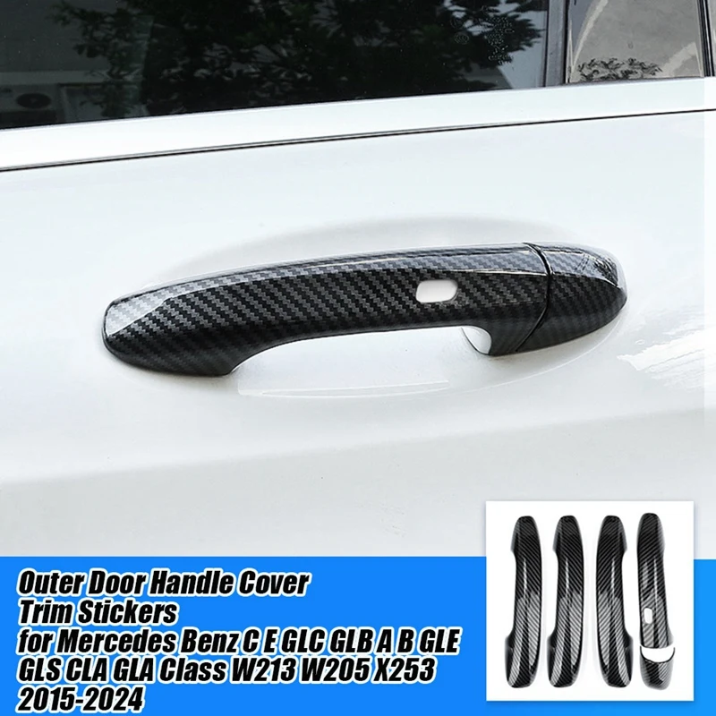 

AU04 -4 шт., крышка внешней дверной ручки, отделочные наклейки для Mercedes Benz C E GLC GLB A B GLE GLS CLA GLA W213 W205 X253 2015-2024