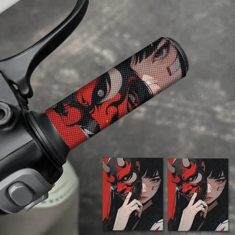 2Pcs JDM Style Handlebar Sticker, Waterproof Anti-Slip Self-Adhesive PVC Decal for Motorcycle, Scooter & Bike