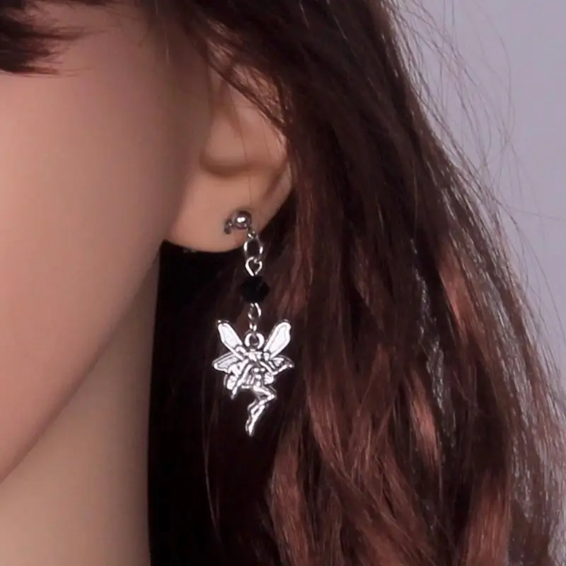 

31BB Angel Elf Dangle Earrings Minimalist Drop Earrings Temperament Ear Studs Jewelry