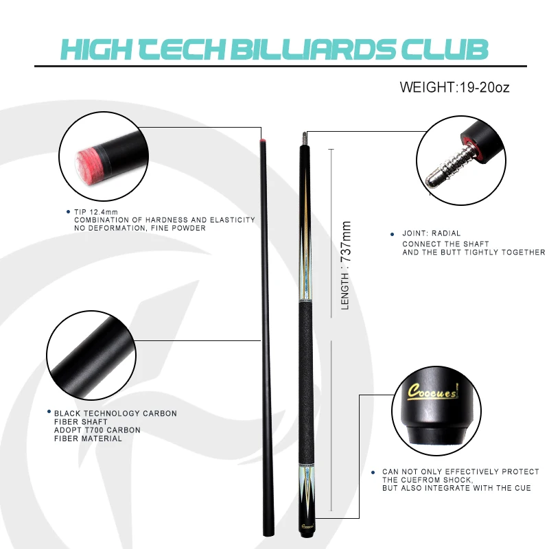 Custom Carbon Fiber Pool Cue Snooker & Billiard Cues