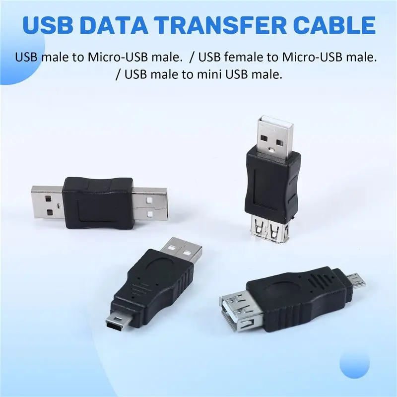 FULL-10PCS OTG 5 Pin F/M Mini Changer Adapter Converter USB Male To Female Micro-USB