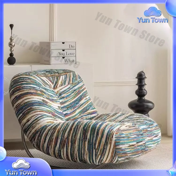 Caterpillar Luxury Lounge Chair for Balcony Living Room Outdoor Patio Retro Iron Rocking Chair Lazy Sofa for Home Decor