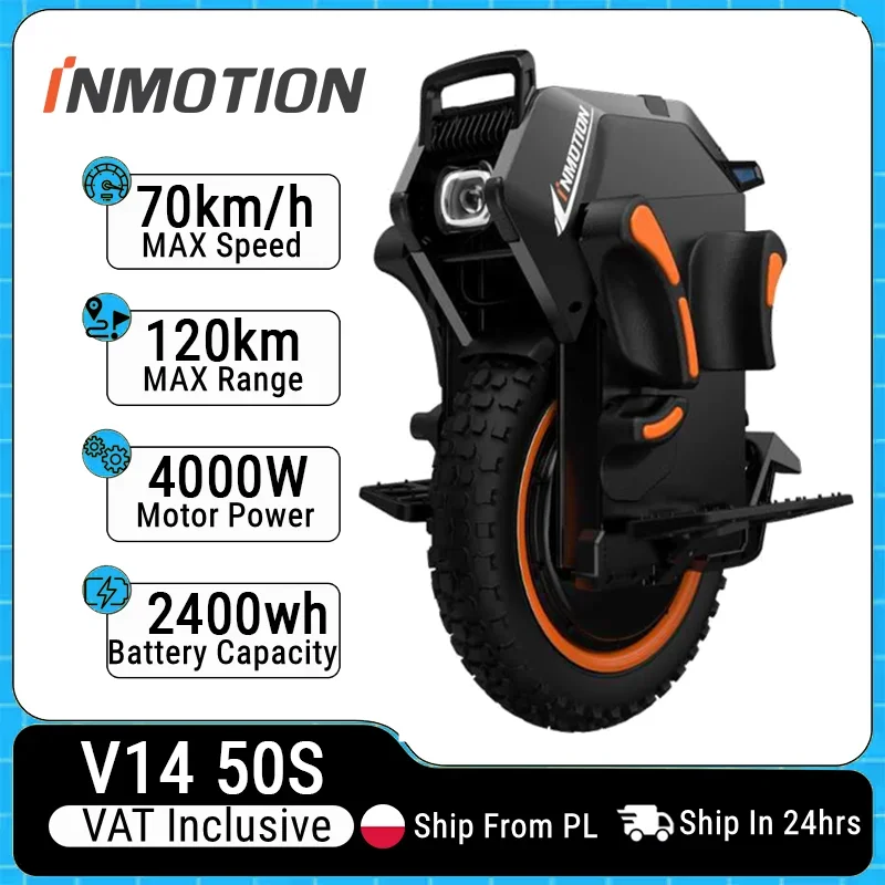 EU Stock Newest INMOTION Adventure V14 50S Electric Unicycle 4000W Motor 70KM/H Adventure INMOTION V14 134V 2400Wh 50S EUC Wheel