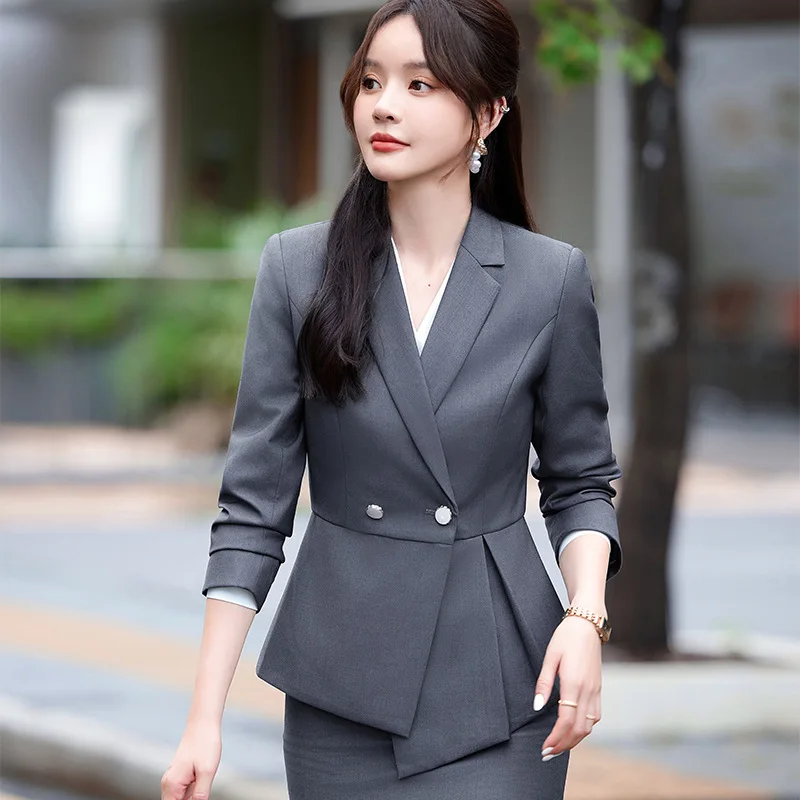 High-Grade Suit Jacket Women's Temperament Goddess Style Waist-Tight Suit Business Suit Jewelry Medical Beauty Salon Workwear