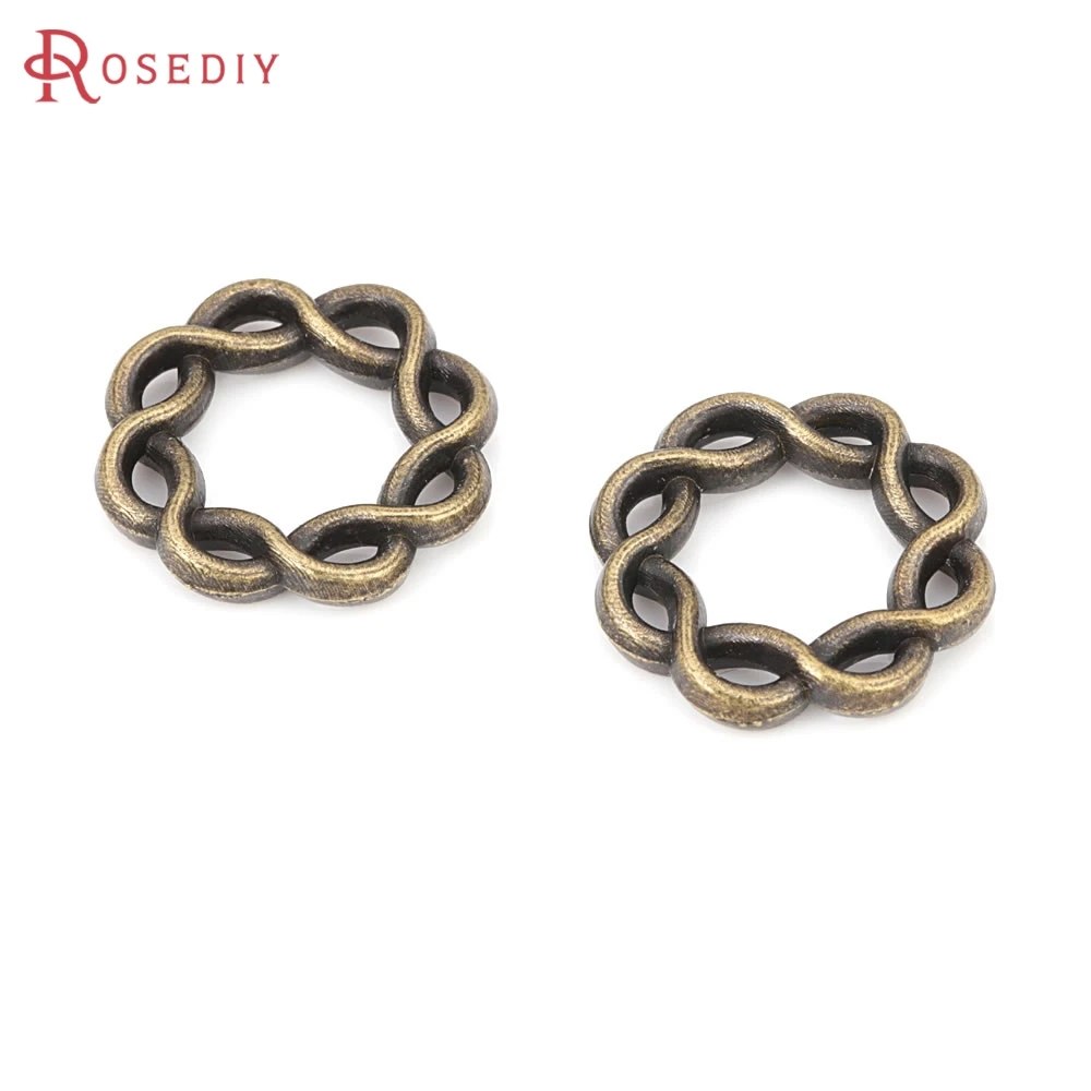 Antique Bronze Vintage Style Zinc Alloy Twisted Closed Rings Diy Jewelry Making Supplies Necklace Accessories for Women