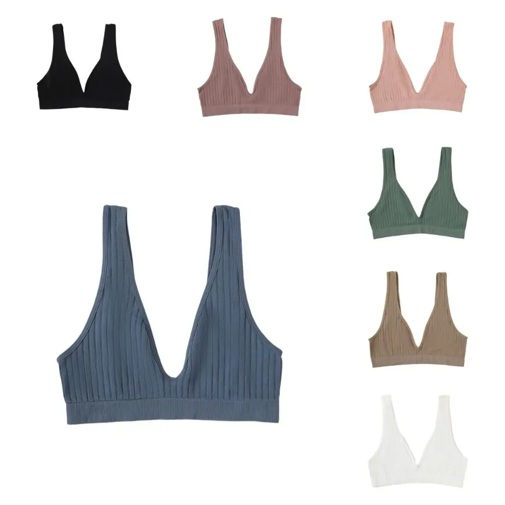 Nahtloser BH im französischen Stil, Anti-Sagging, weicher Halt, bügelloser BH, tiefer V-Ausschnitt, atmungsaktive Damen-Schlafunterwäsche, Fitness-BH – Detail 4