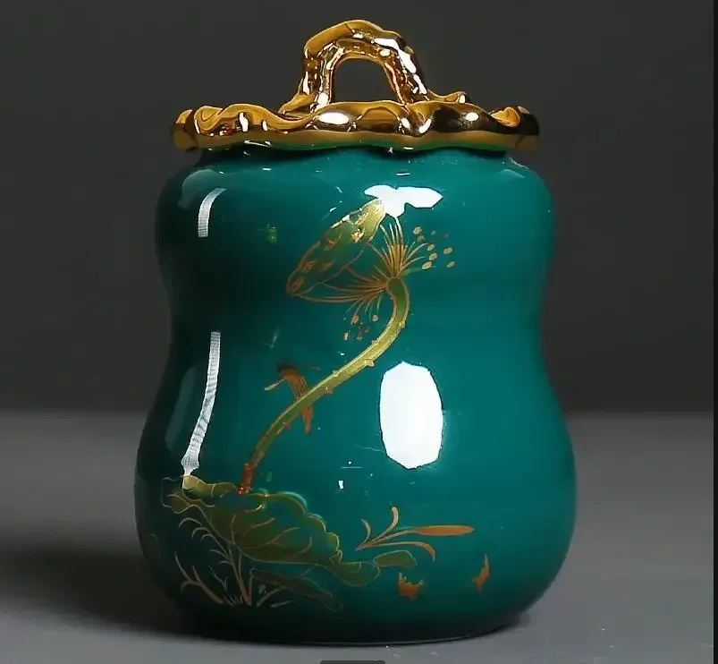 

Керамический герметичный чайник для хранения, экологически чистый фарфоровый чайник, большая банка для хранения цветочного горшка, украшение для домашней чайной коробки