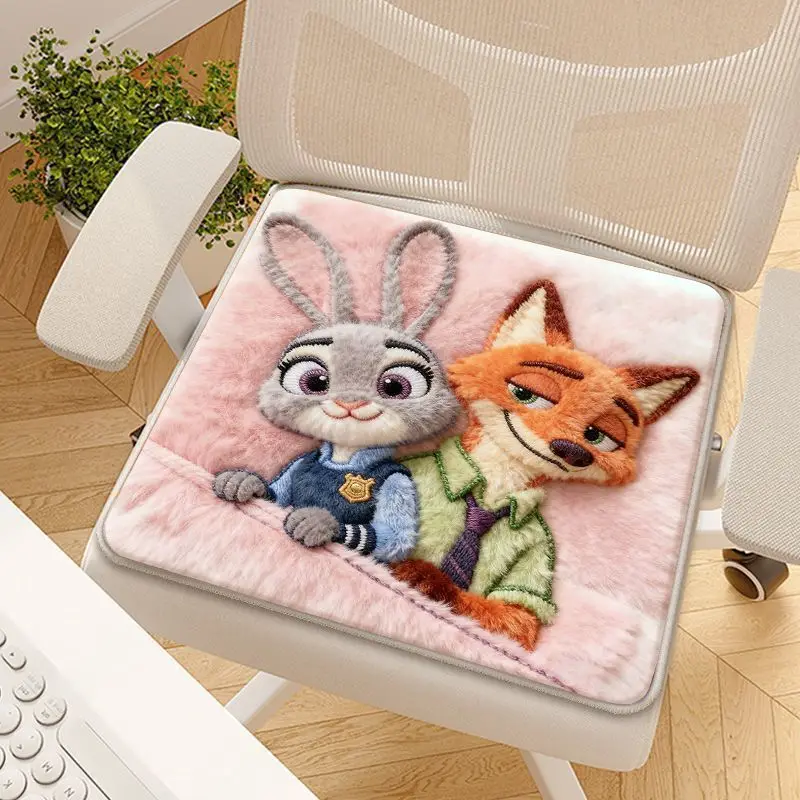 Zootopia Judy Nick Printed Chair Cushion Cartoon Cute Anime Imitation Cashmere Warm and Comfortable Gift for Friends kawaii