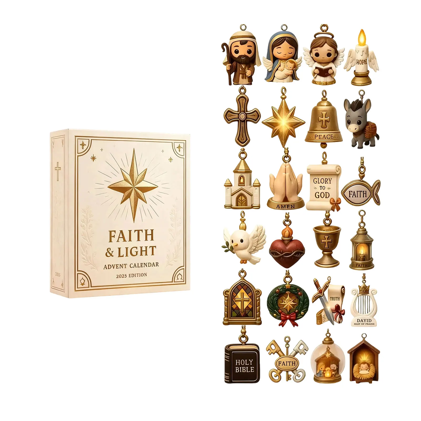 

2D Рождественский адвент-календарь Ханука Обратный отсчет Слепая коробка Вера Световой тематический религиозный элемент Дизайн Праздничный обратный отсчет