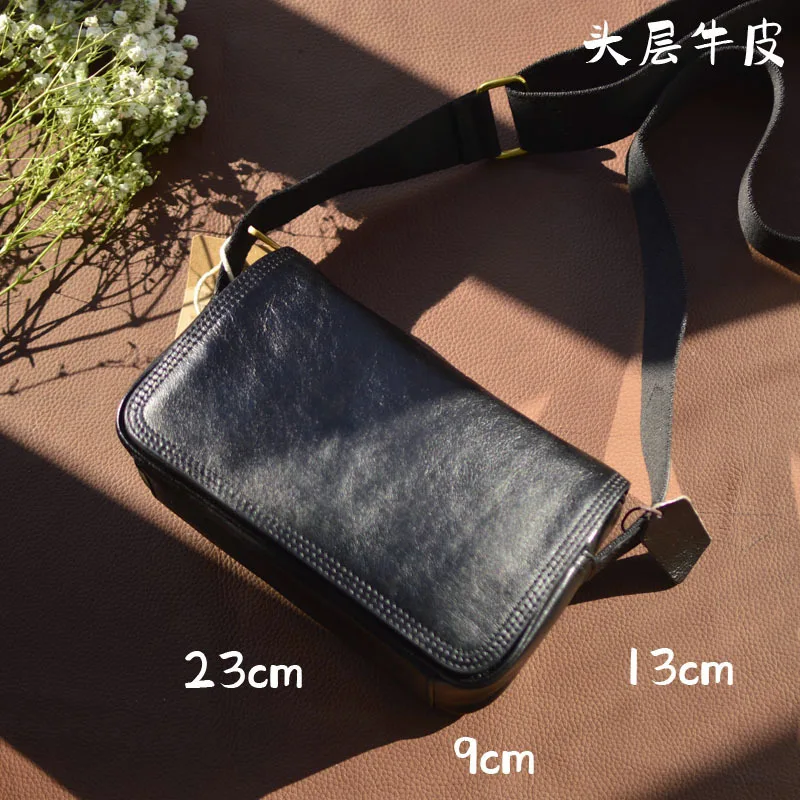 AETOO New Korean men\'s leather shoulder bag business leisure outdoor bag fashion 100 head layer cowhide crossbody bag