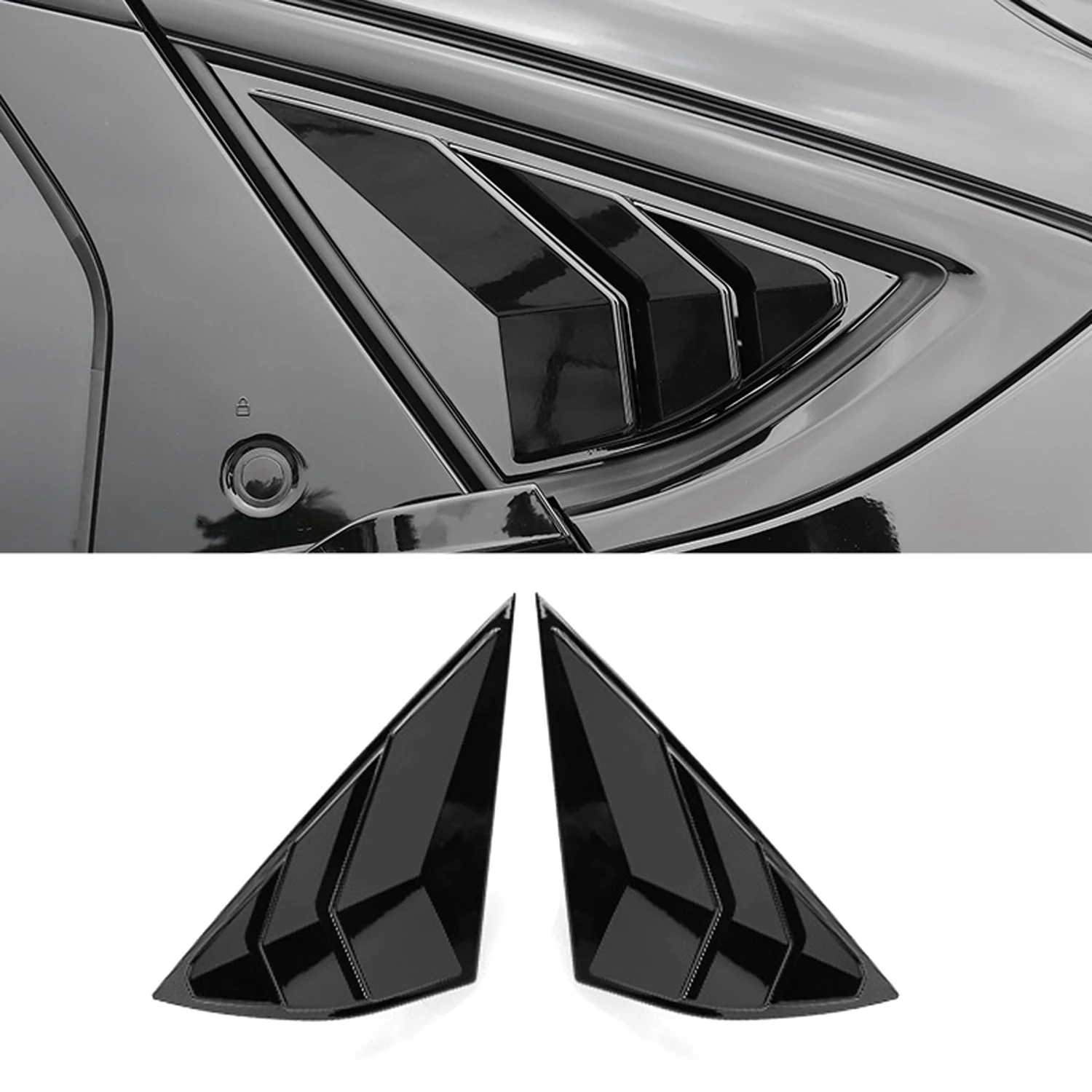 Fit for Ford Mustang Mach-E 2021 2022 2023 Rear Window Louvers Shutters Blinds Cover Trim 2pcs