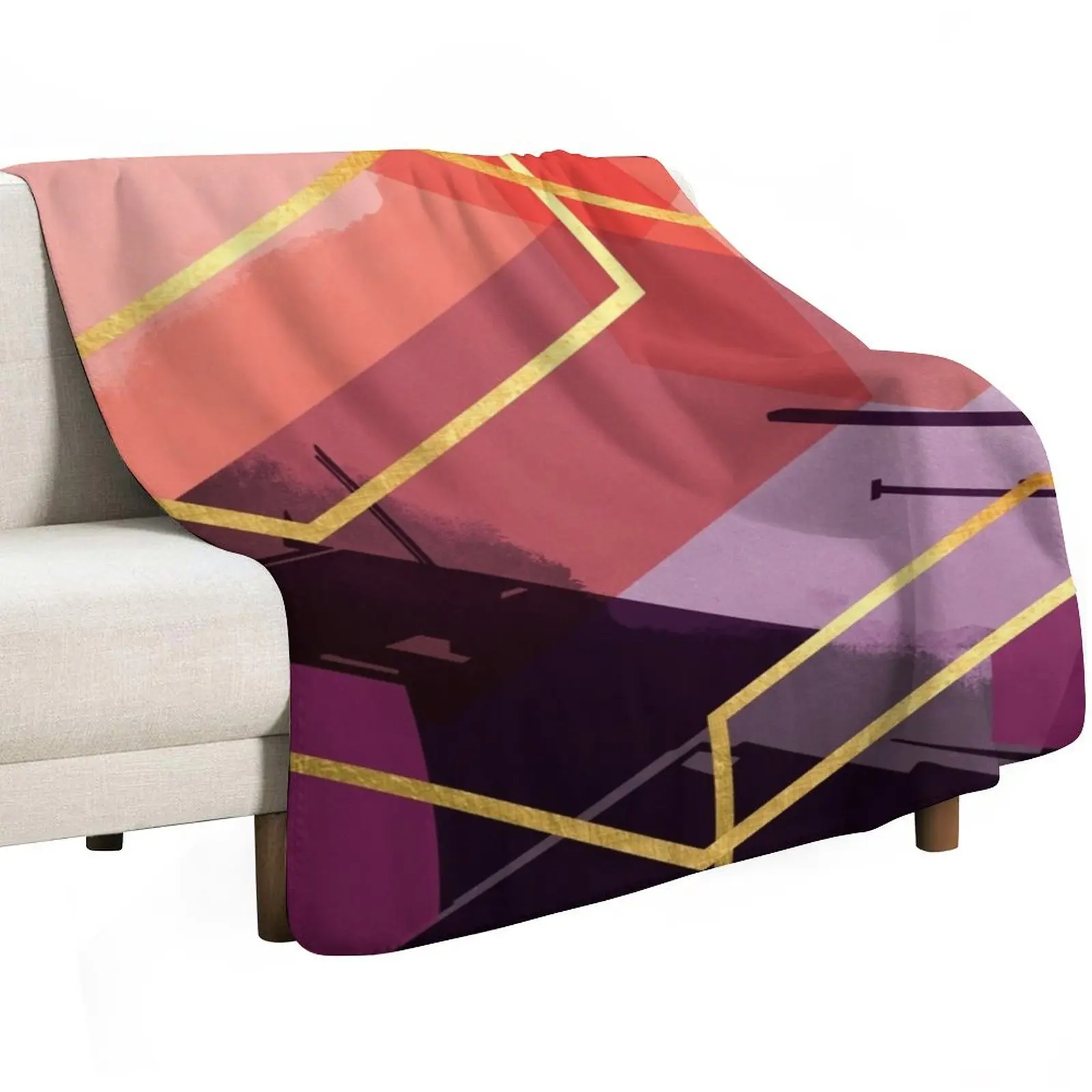 Abstract Landscape in Magenta, Coral and Plum Throw Blanket Baby Decoratives bed plaid Soft Plush Plaid Shaggy Weighted Blankets