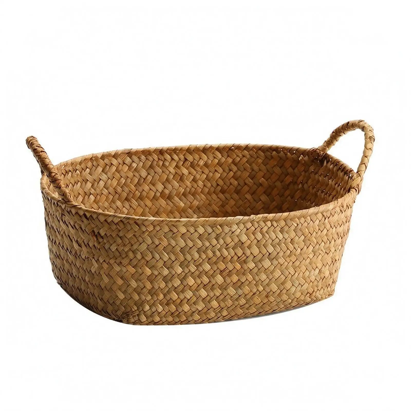 Oval Storage Basket Uncovered Top Shelf Organizer Built-in Handles