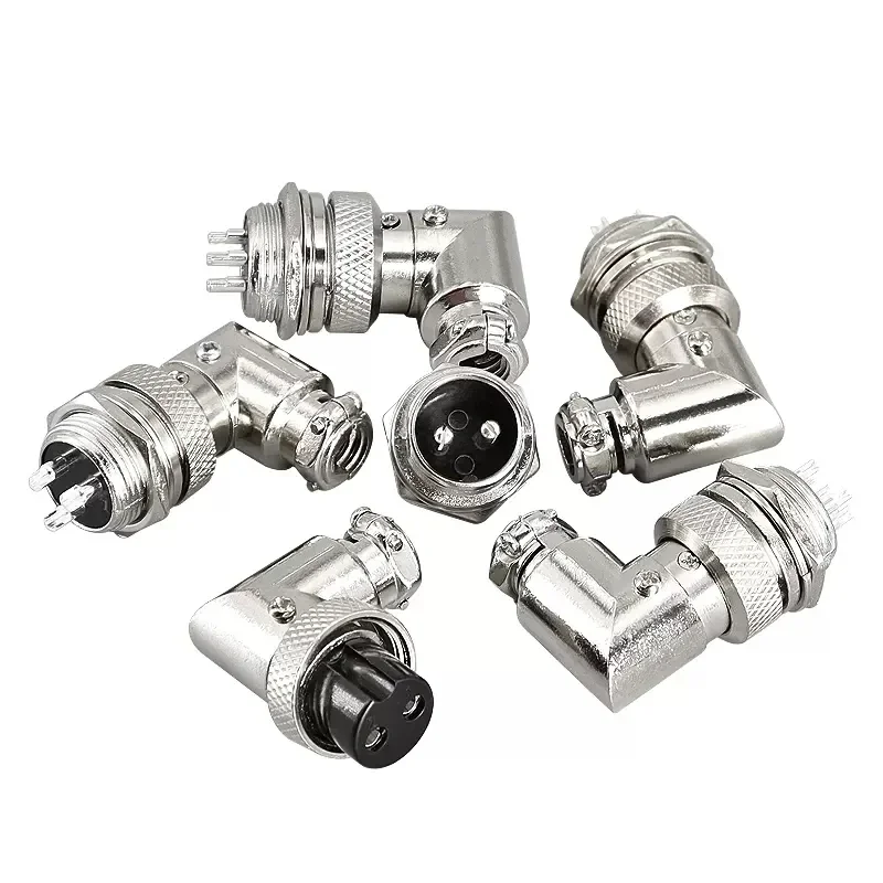 Aviation Plug Socket Elbow GX16-2PIN 3PIN 4PIN 5PIN 6PIN 7PIN 8PIN 9PIN Right-Angle Connector 90-Degree Right-Wing Connector