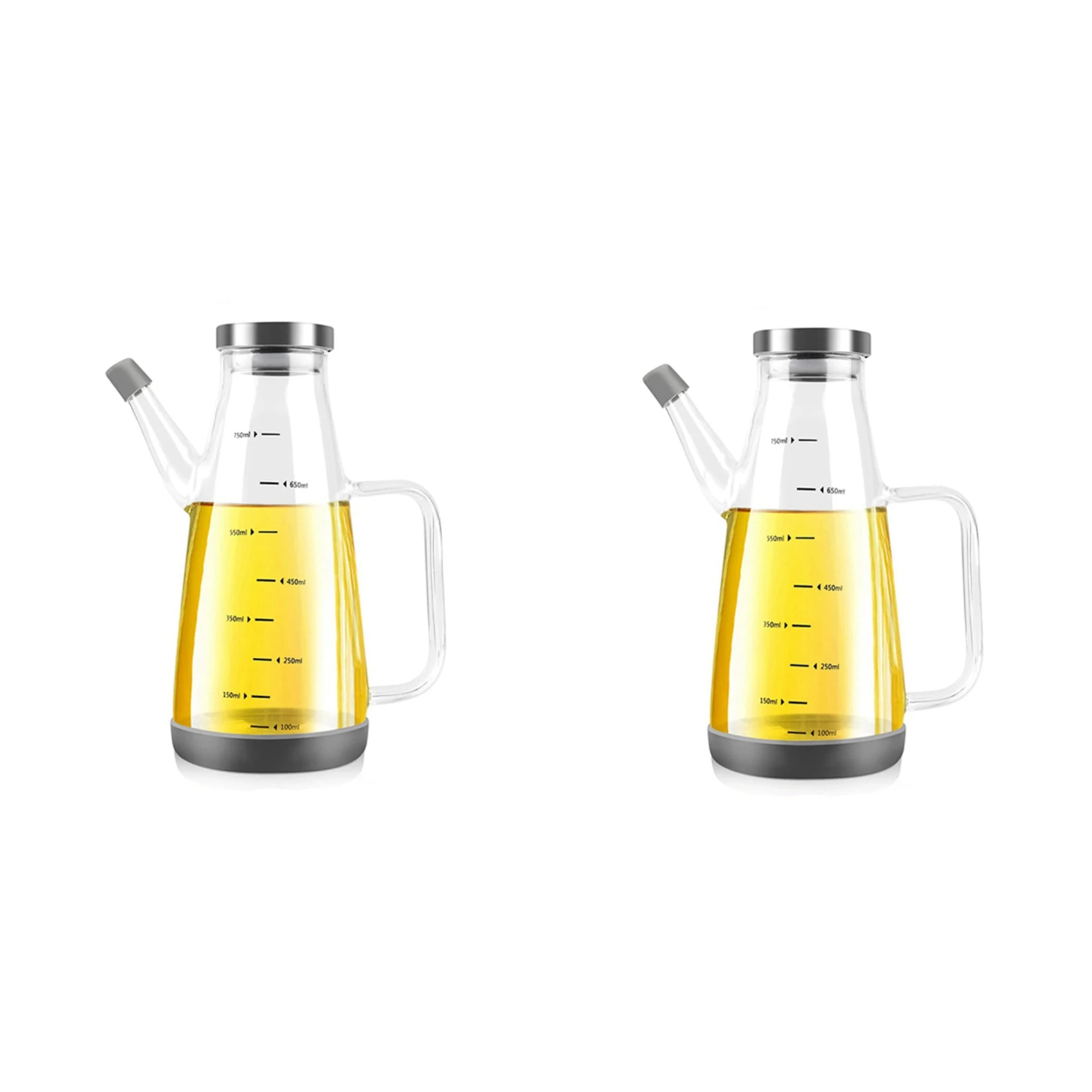 THIVN-2X Large High Borosilicate Glass Oil Bottle For Cooking,25Floz Oil And Vinegar Dispenser Cruet With Non-Slip Base