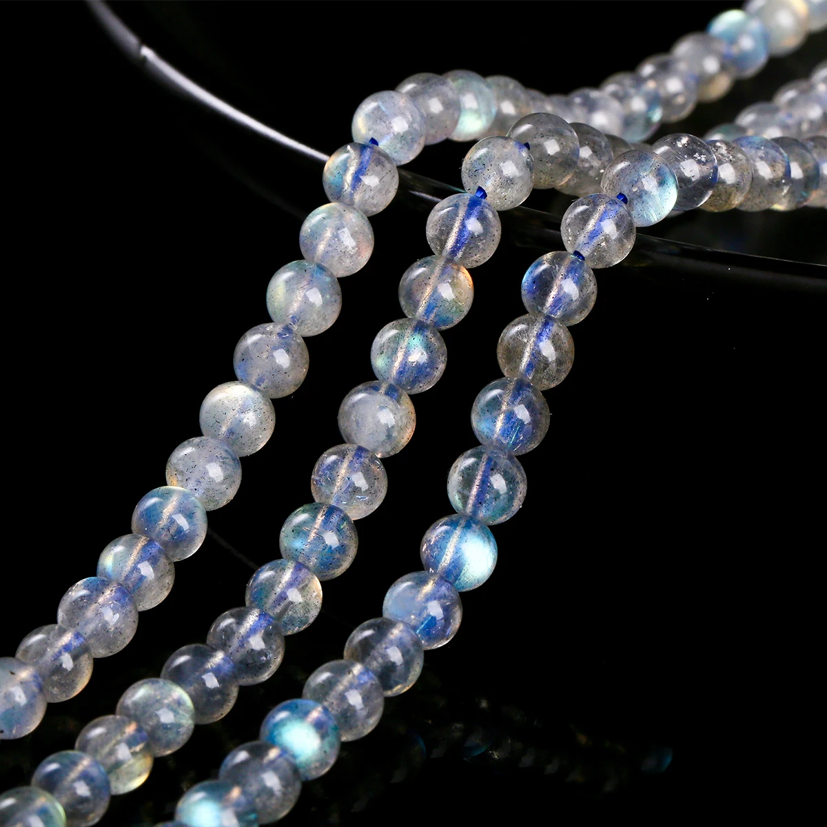 7A Natural Stone Gray Moonstone Beads Loose Spacer Labradorite Gemstone Bead for Jewelry Making DIY Necklace Bracelet Accessory view 4