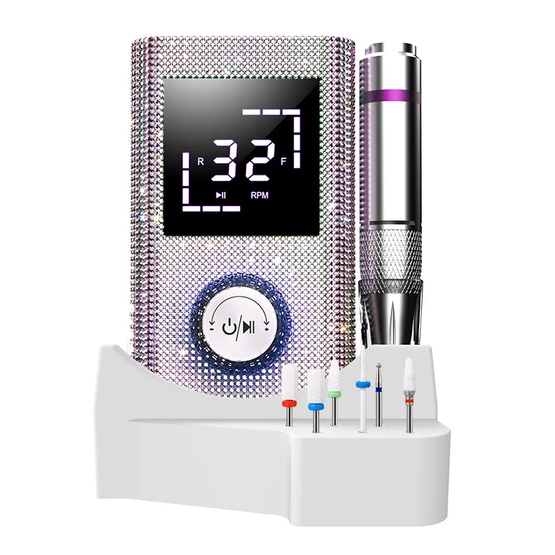 

Professional Portable Low Noise Nail Drill 45000RPM Crystal Knob Visual Display Long Battery Life USB Rechargeable Pedicure Tool