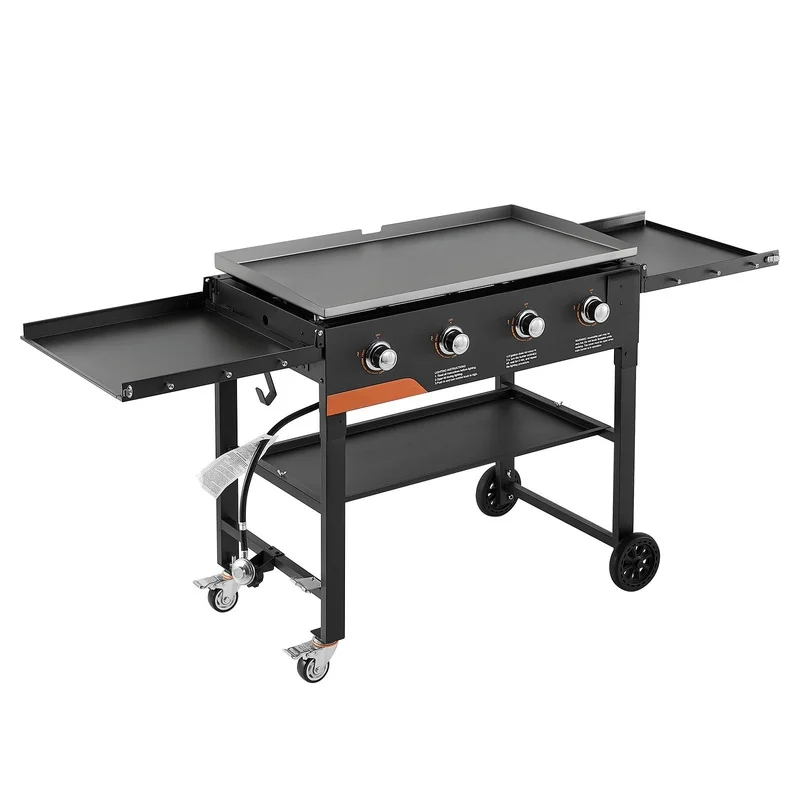 

4-Burner 36" Propane Griddle with Wheels, Foldable Flat Top Grill, 60K BTU, Pulse Ignition, Outdoor Cooking for Grilling, Pan-Frying, Stir-Frying
