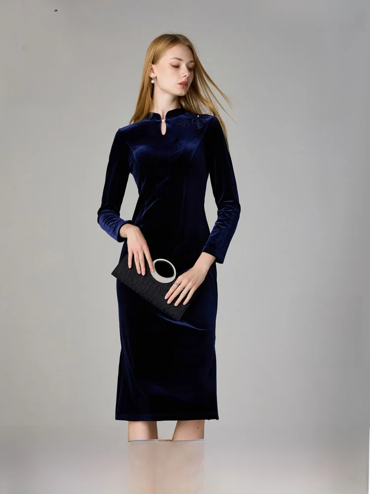 

Элегантное бархатное женское длинное красное вечернее платье классического кроя, осень 2025, новинка, винтажный стиль Aosphere