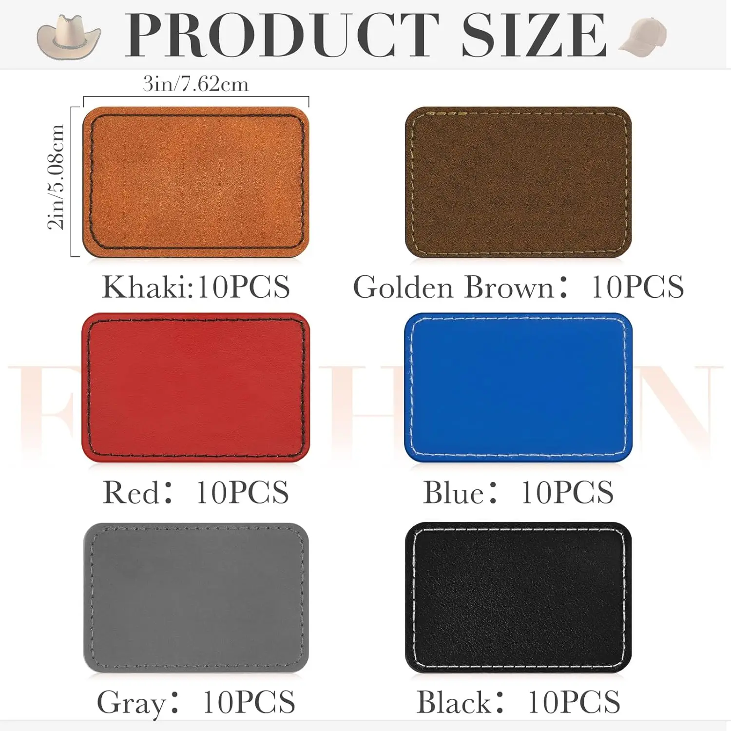 Blank Leatherette Hat Patches with Adhesive Rustic Rectangle Patch Faux Leather Patches for Jean Fabric Repair Sew Laser Supplie