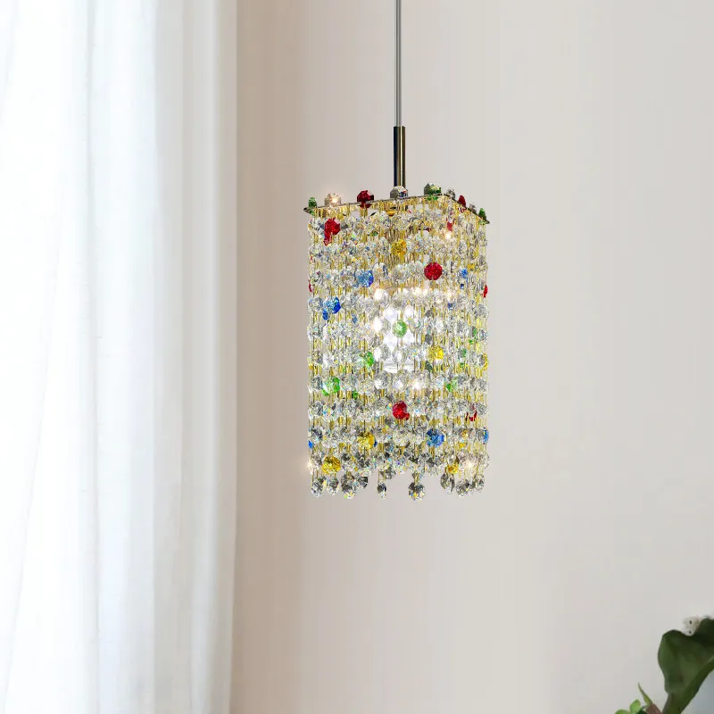 

Современная французская роскошная хрустальная люстра для спальни, прикроватная маленькая подвесная лампа, светильник для внутреннего освещения, подвесные светильники