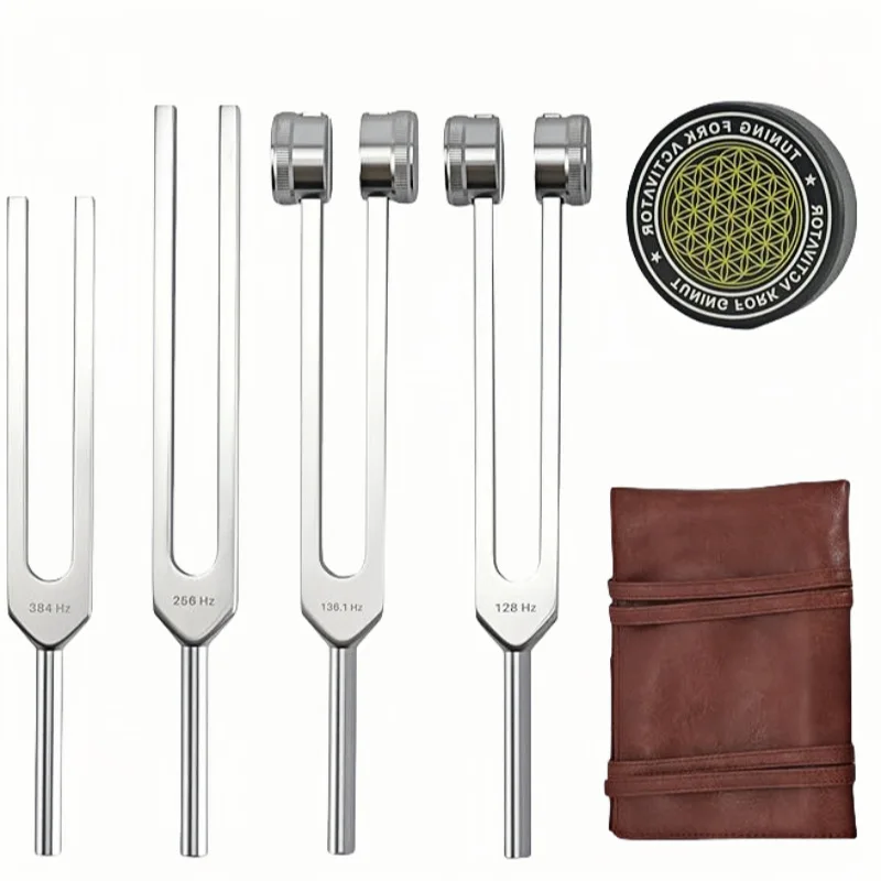 Leather-wrapped Tuning Fork Set 136.1   128 Tuning Fork 256 Tuning Fork 384  Aluminum Alloy