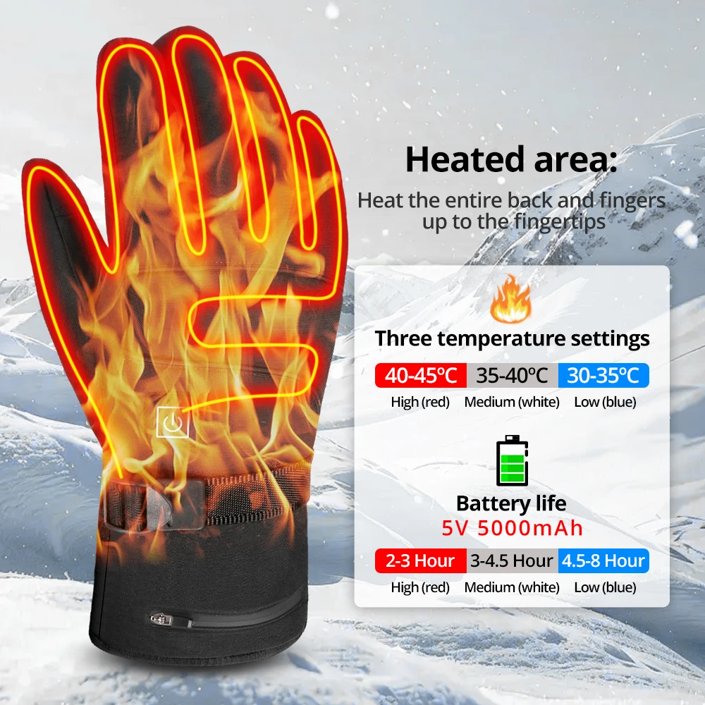 

Rechargeable Electric Battery Heated Gloves Skiing Heated Gloves Motorcycle Heating Gloves Winter Warm Outdoor Sports Riding
