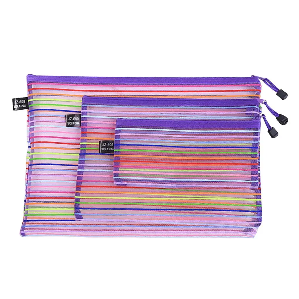 3 Pcs Nylon Mesh Bag Bags with Zipper Storage Documents Organizer Produce File Holder Small Drawstring
