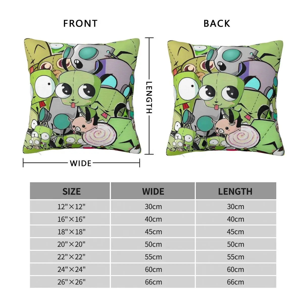Invaders Zims Enter The Florpus Pillow Cover Cute Fun Pillow Case For Sofa Car Home Decor Cushion Cover Soft Pattern Pillowcases