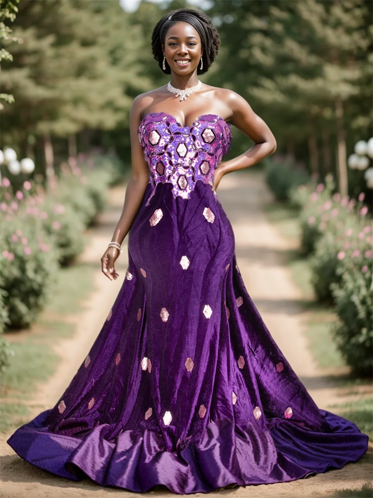 

African Velvet Lace Fabric Luxury Nigerian French Sequined Lace Fabric 2024 High Quality Dresses for Wedding Party Sew TY3594