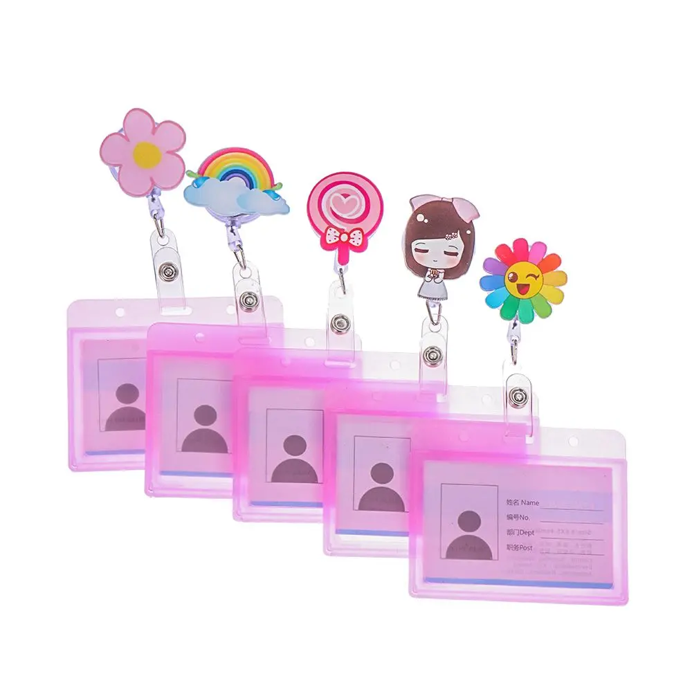 Cute Nurse Doctor Retractable Metal Clip Badge Holders ID Badge Holder Business Work Card with Retractable Reel