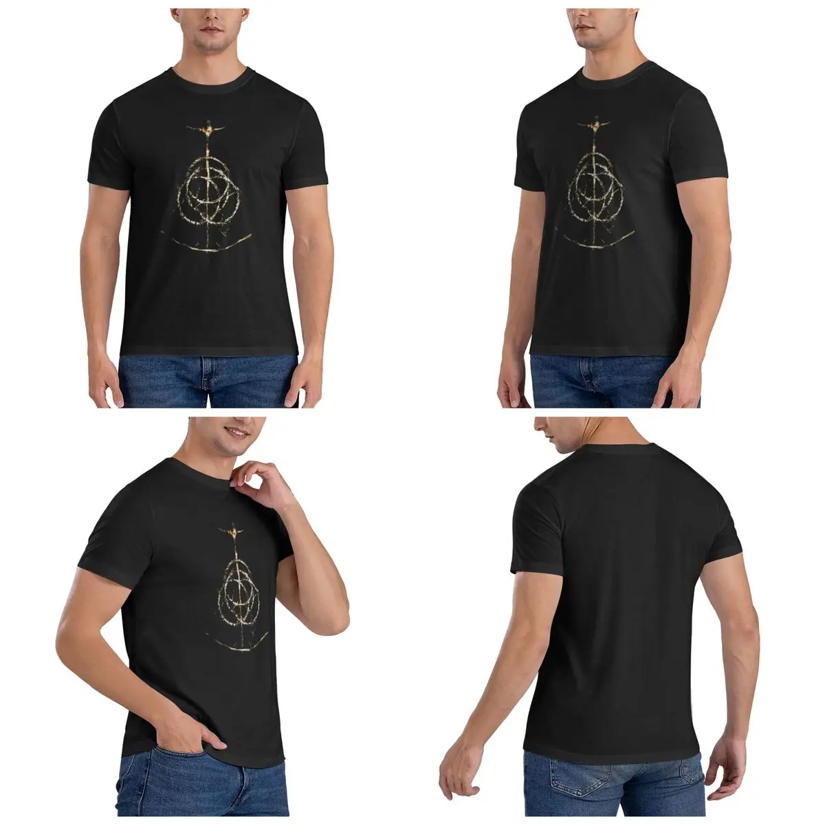 Elden Ring Symbol For Gamers Men T-Shirt Funny Oversized T Shirts Men's Crew Neck Cotton Tees Short Summer Male